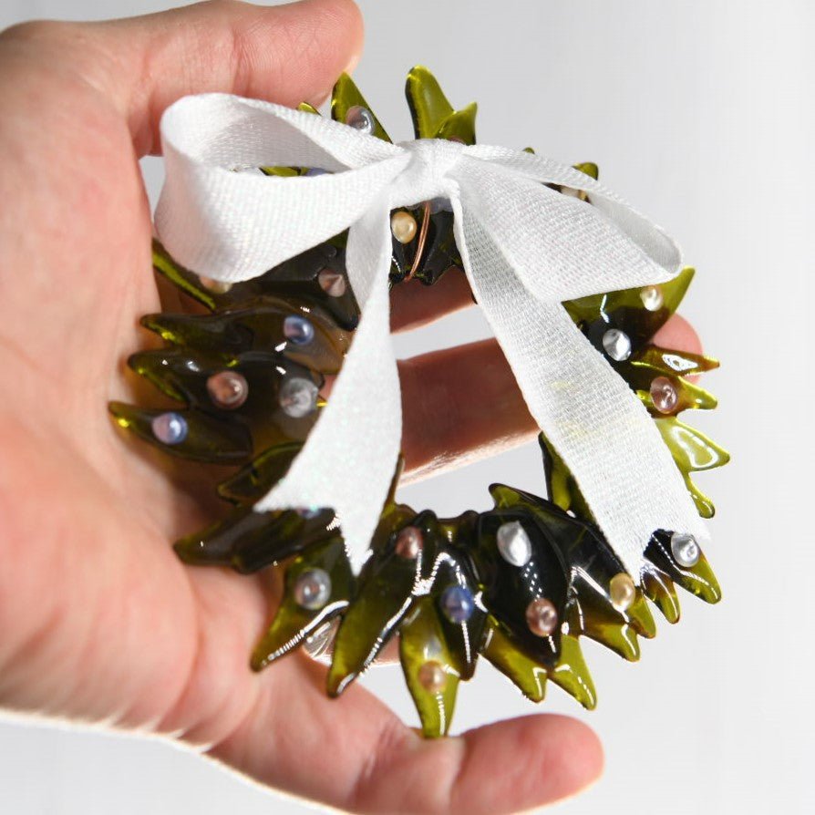 Christmas Tree Wreath from Upcycled Wine Bottle