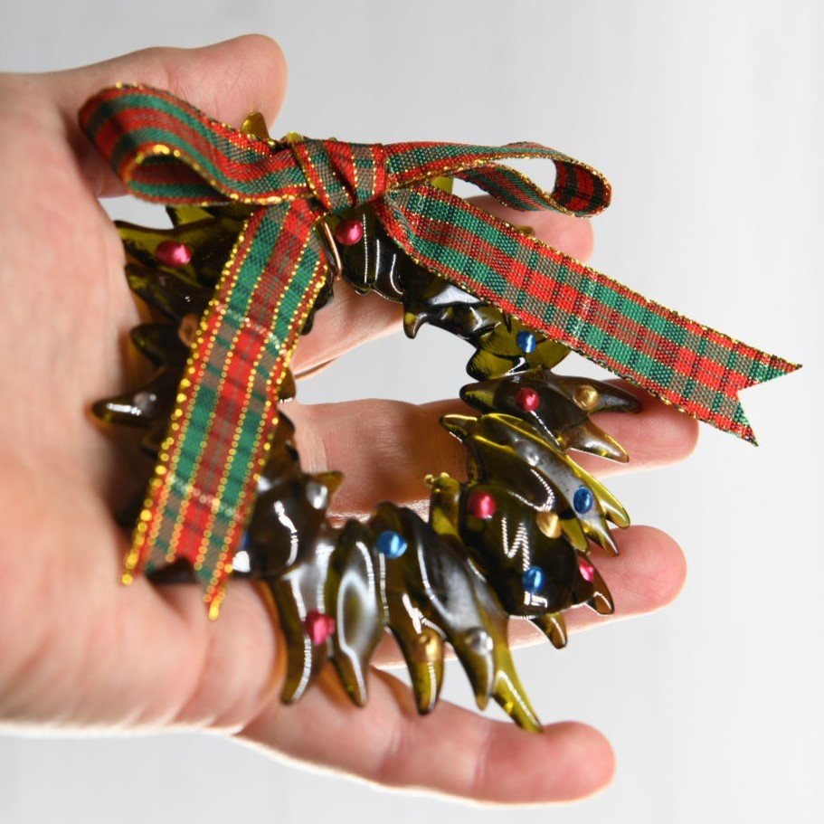 Christmas Tree Wreath from Upcycled Wine Bottle