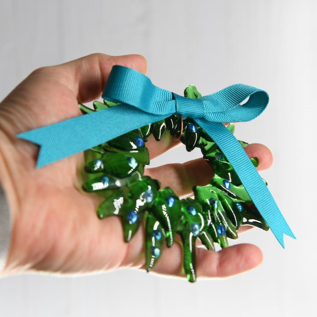 Christmas Tree Wreath from Upcycled Wine Bottle