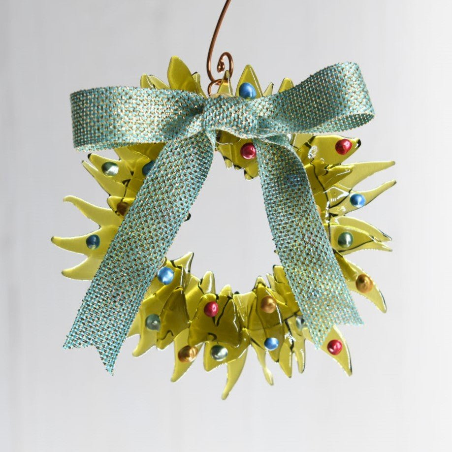 Christmas Tree Wreath from Upcycled Wine Bottle