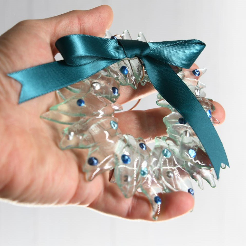 Christmas Tree Wreath from Upcycled Wine Bottle