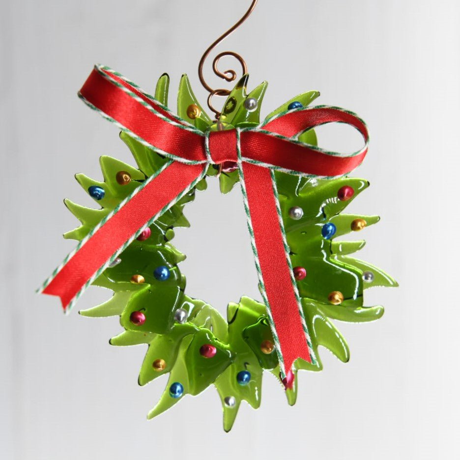 Christmas Tree Wreath from Upcycled Wine Bottle