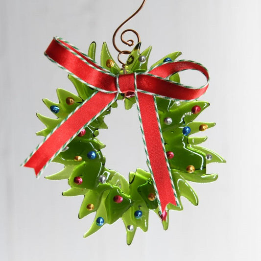 Christmas Tree Wreath from Upcycled Wine Bottle