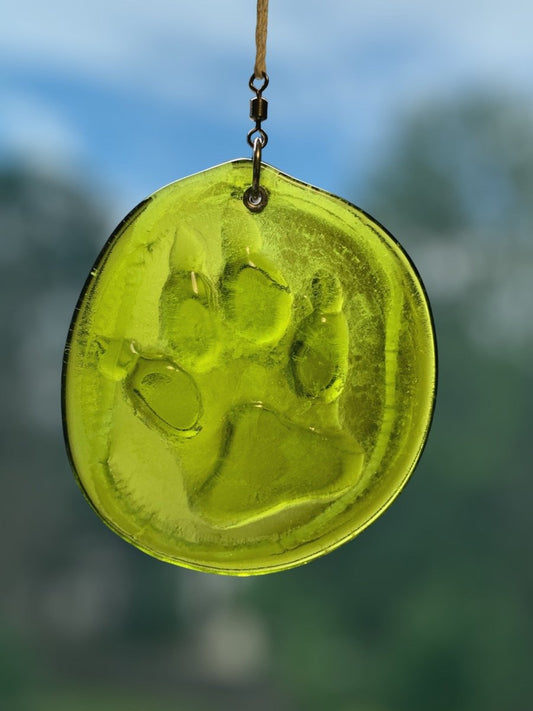 Dog Paw Print Recycled Bottle Bottom Suncatcher