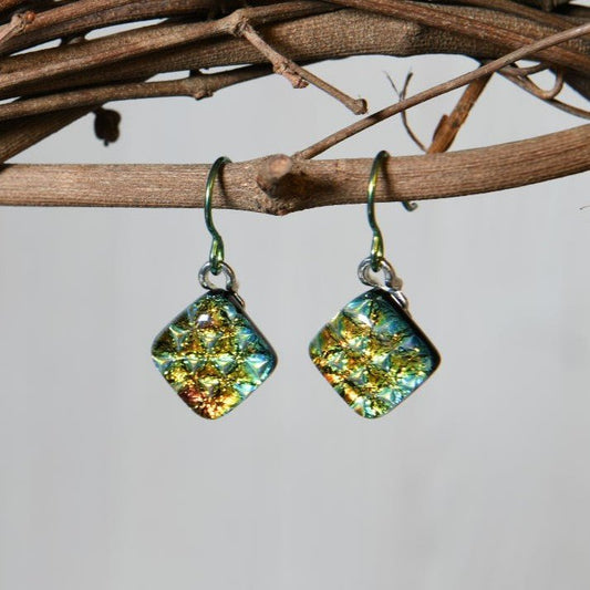 Fall Color Dichroic Glass Earrings