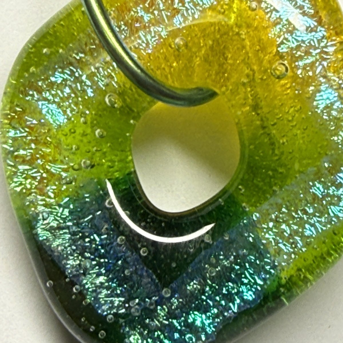 Green and Yellow Dichroic Glass Pendant