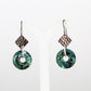 Green Glass Earrings with Silver Accents