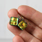 Green-ish Gold Dichroic Glass Bubble Earrings