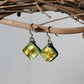 Green-ish Gold Dichroic Glass Bubble Earrings