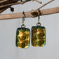 Green-ish Gold Dichroic Glass Bubble Earrings