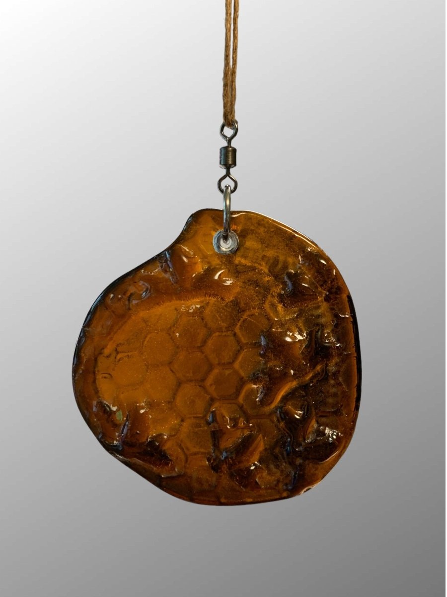 Honeycomb with Tiny Bees Recycled Bottle Bottom Suncatcher