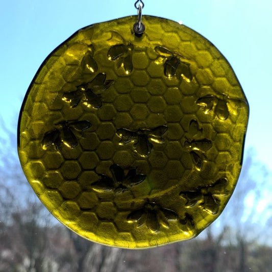 Honeycomb with Tiny Bees Suncatcher