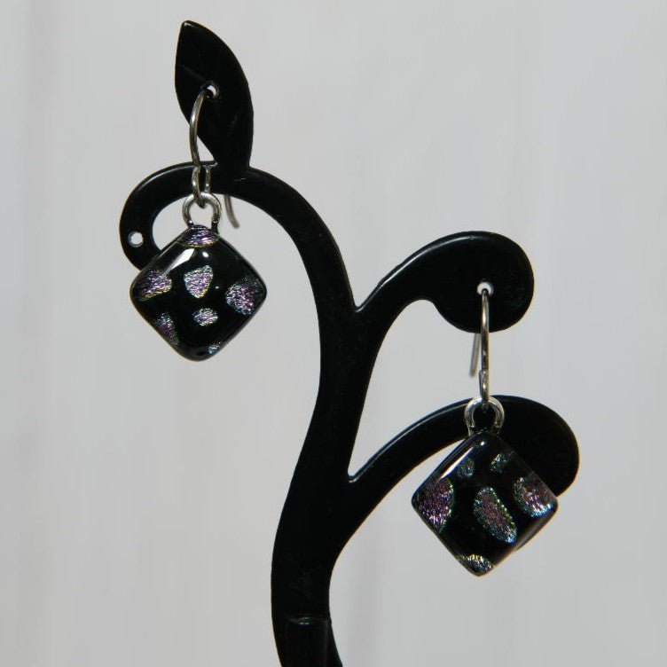 Lavender Spotted Dichroic Glass Earrings