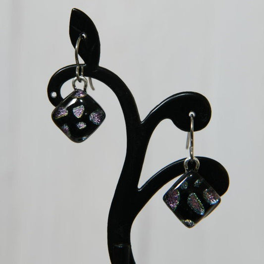 Lavender Spotted Dichroic Glass Earrings