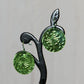 Light Green Anodized Niobium Dangle Earrings with Dandelion Pattern