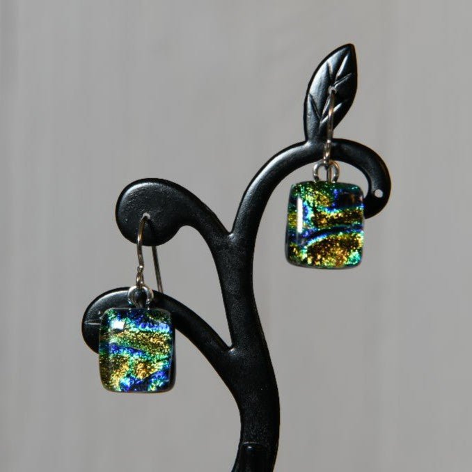 Multicolor Swirl Dichroic Glass Earrings