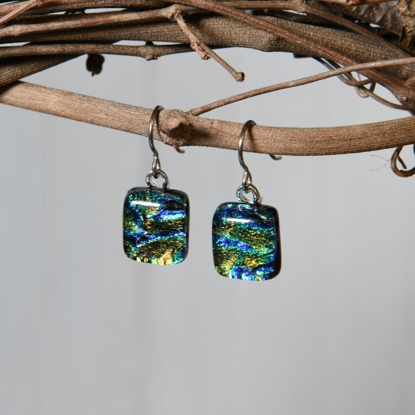Multicolor Swirl Dichroic Glass Earrings