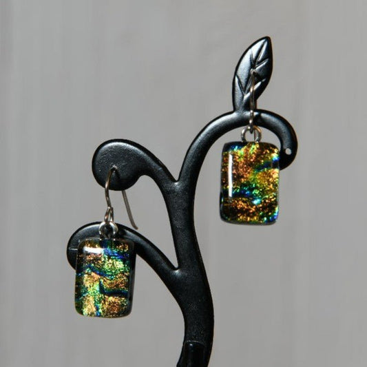 Multicolor Swirl Dichroic Glass Earrings