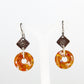 Orange Glass Earrings with Silver Accents