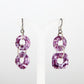 Pink Glass Earrings with Silver Accents