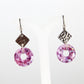 Pink Glass Earrings with Silver Accents