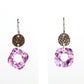 Purple Glass Earrings with Silver Accents