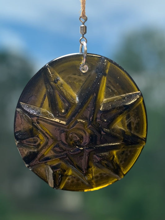 Starburst Suncatcher from Upcycled Wine Bottle