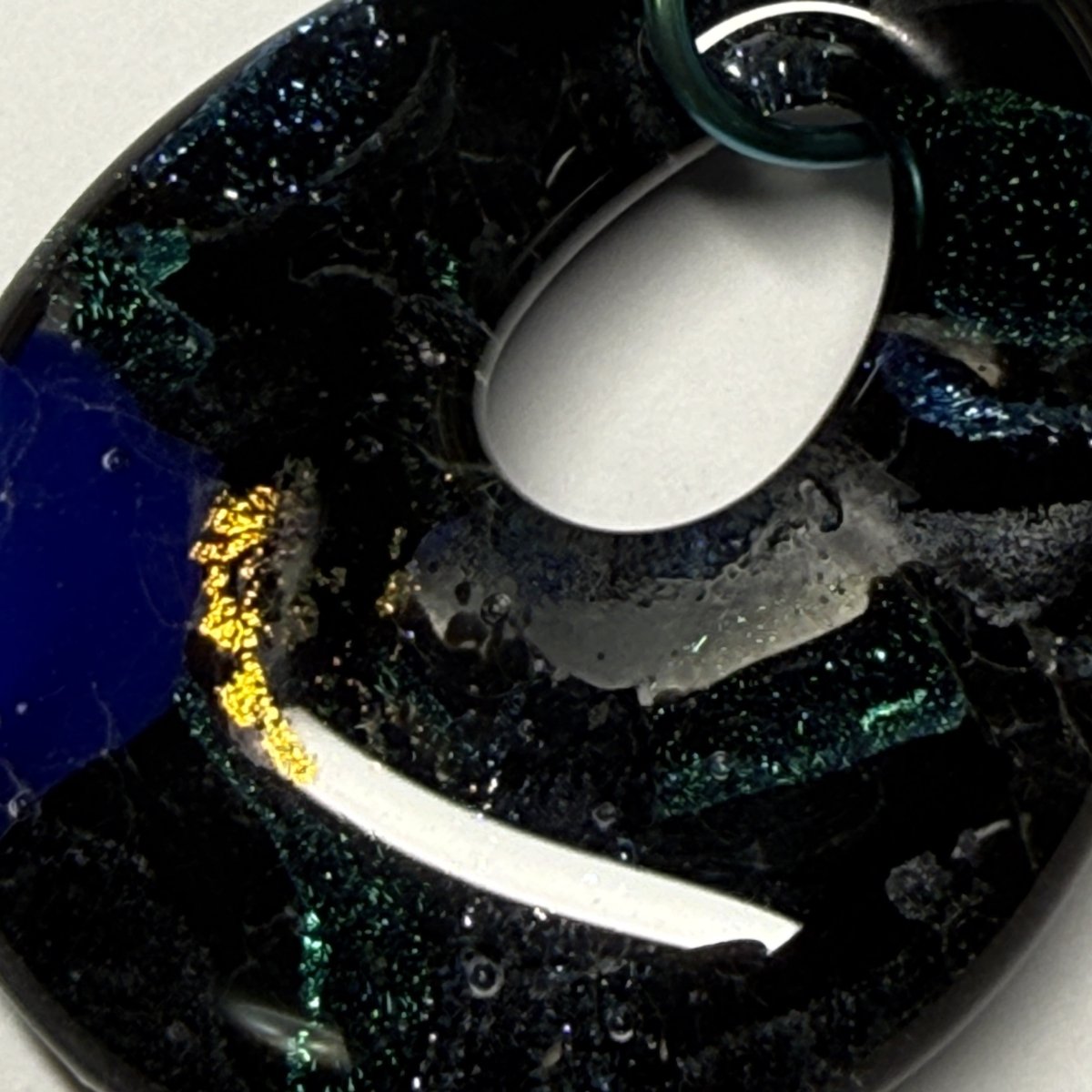 Teal and Blue Dichroic Glass Pendant