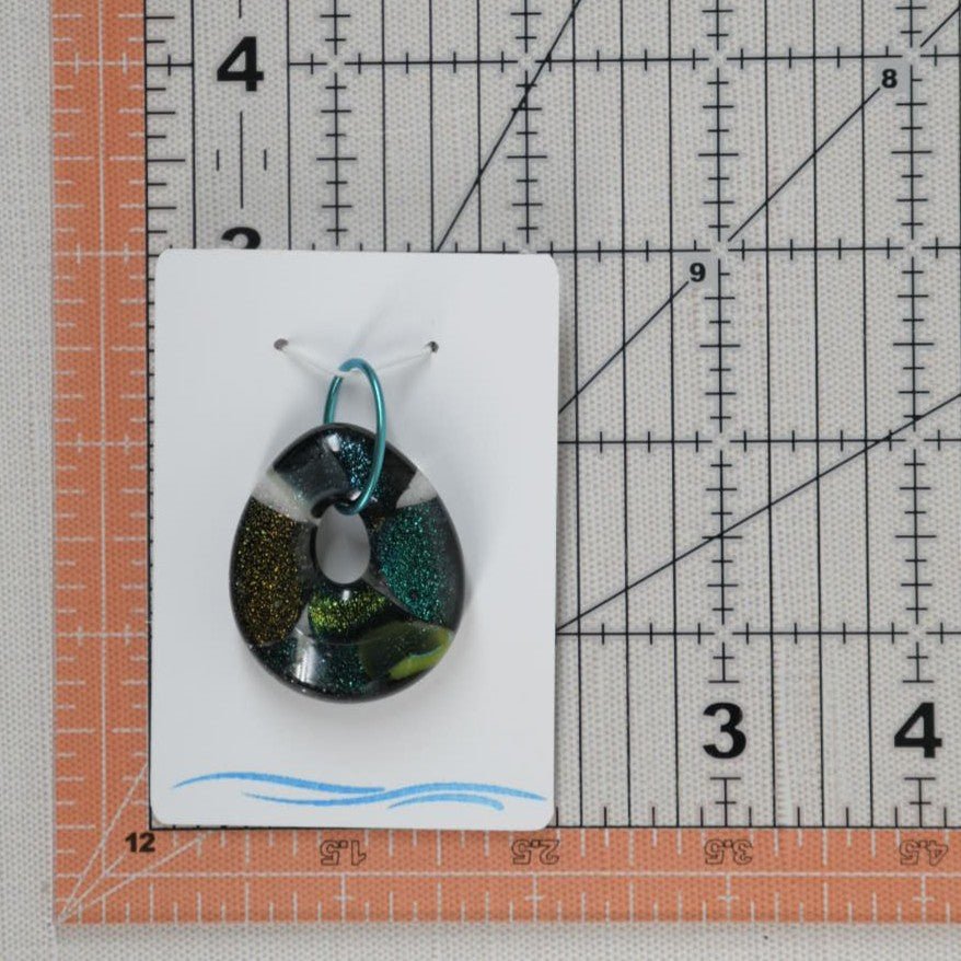 Teal and Bronze Dichroic Glass Pendant
