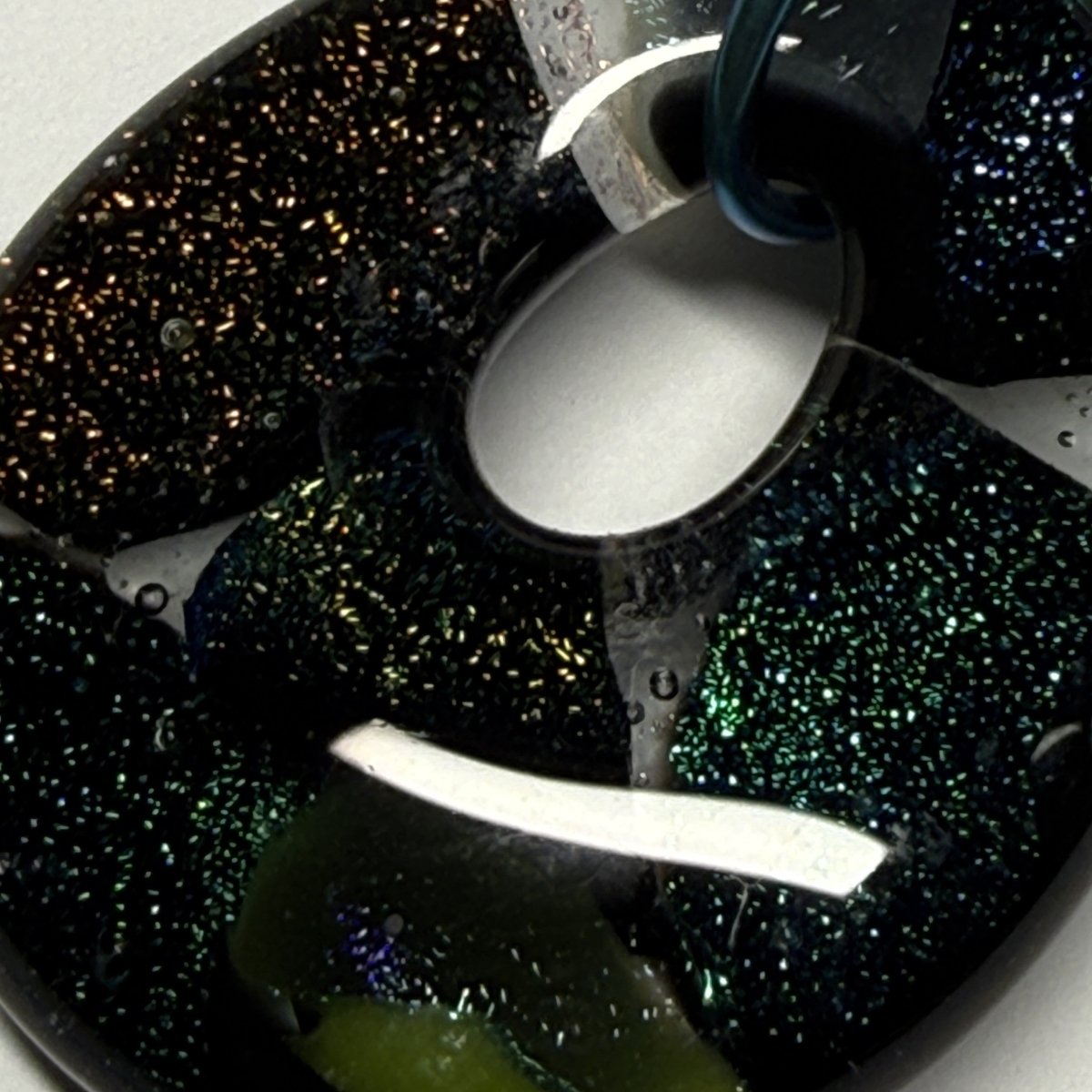 Teal and Bronze Dichroic Glass Pendant