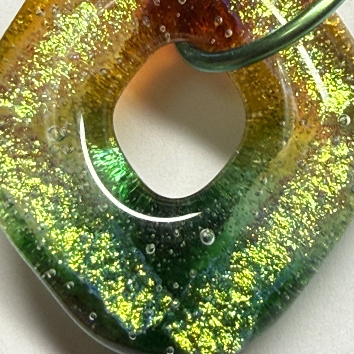 Yellow and Green Dichroic Glass Pendant