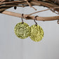 Yellow Anodized Niobium Dangle Earrings with Sunflower Pattern
