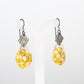 Yellow Glass Earrings with Silver Accents