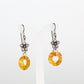 Yellow Glass Earrings with Silver Accents