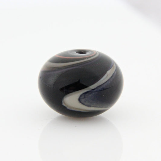 Black, Red, and White Striped Statement Bead - Handmade Glass Lampwork, Unique Focal Bead for Pendant, Suncatcher, or Home Decorating