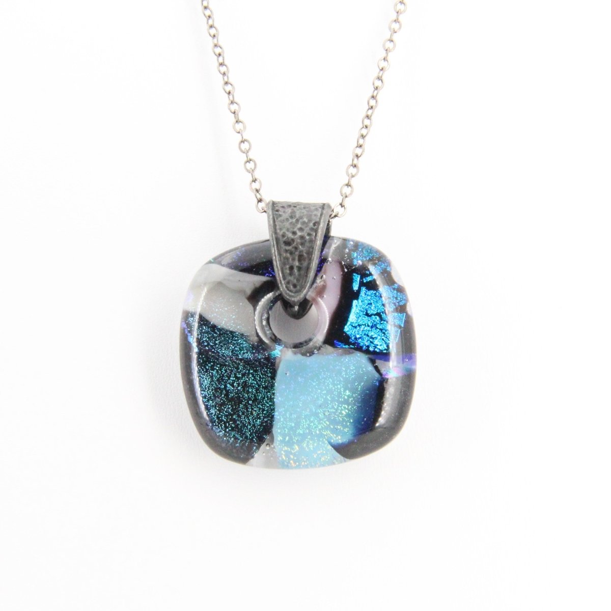 Blue Dichroic Glass Pendant