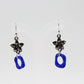 Blue Glass Earrings with Silver Star Jasmine Charm