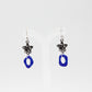 Blue Glass Earrings with Silver Star Jasmine Charm