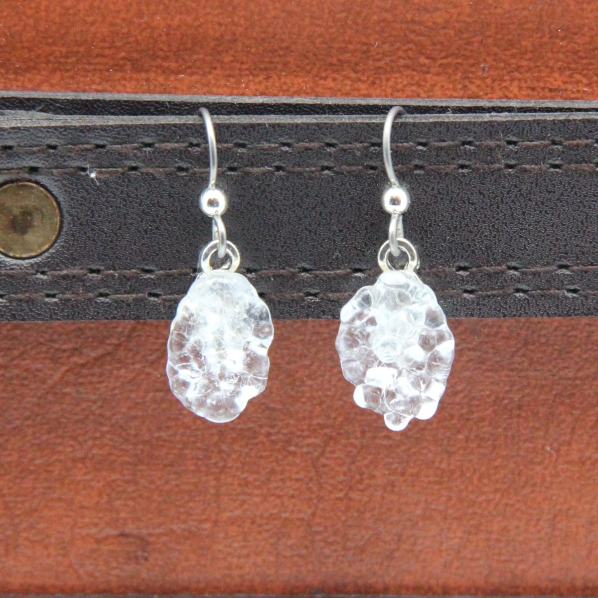 Clear Upcycled Glass Dangle Earrings