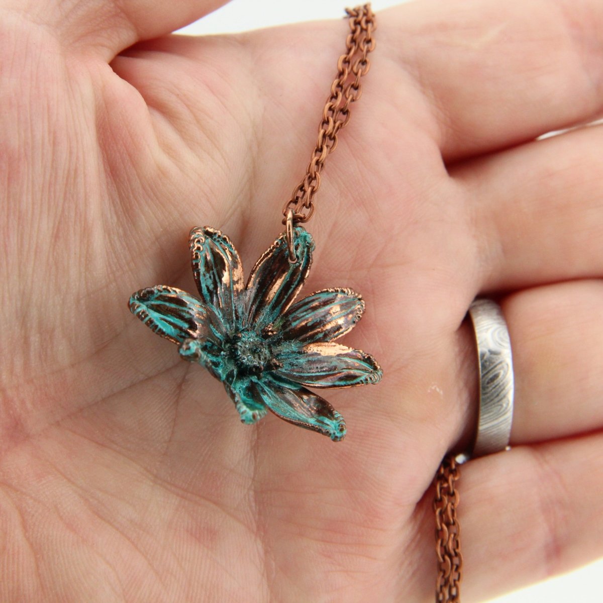 Copper Electroformed Plant Pendant - Real Coreopsis Flower