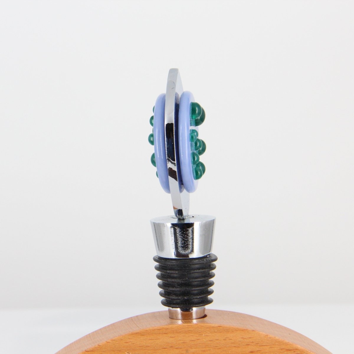 Decorative Wine Stopper with Turquoise and Aqua Glass Accents