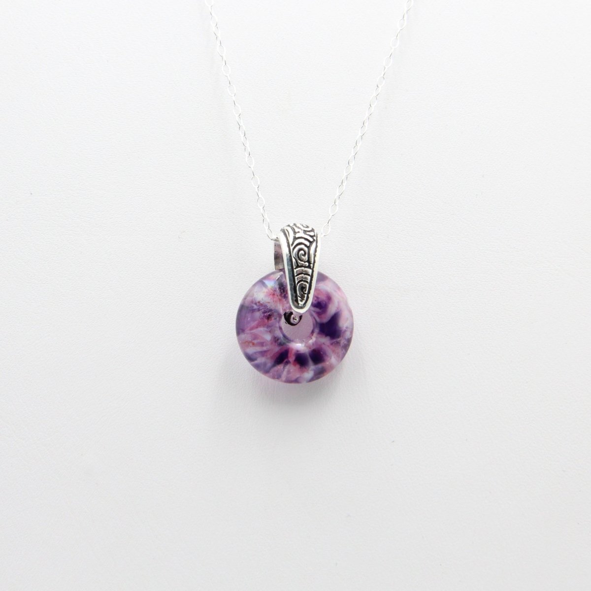 Delicate Speckled Purple and White Glass Pendant