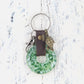 Glass and Leather Keychain with a Turtle Charm