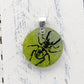 Green and Silver Beetle Glass Pendant on a Silver Chain