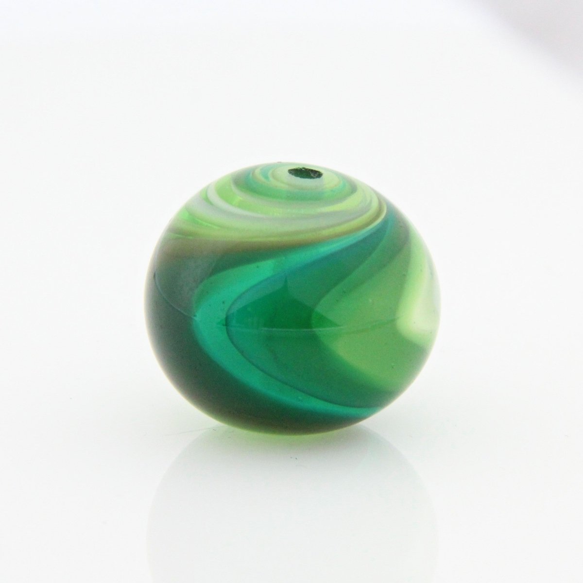 Green Striped Statement Bead - Handmade Glass Lampwork, Unique Focal Bead for Pendant, Suncatcher, or Home Decorating