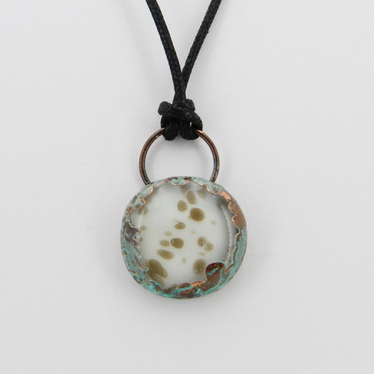 Handmade Glass Cabochon | Copper Electroformed Pendant with Antique Patina