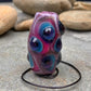 Handmade Glass Lampwork Focal Bead | Blue and Purple Dots on Pink | One of a Kind Art Glass | Statement Bead for Pendant