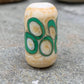Handmade Glass Lampwork Focal Bead | Ivory Bead with Green Dots | One of a Kind Art Glass | Statement Bead for Pendant
