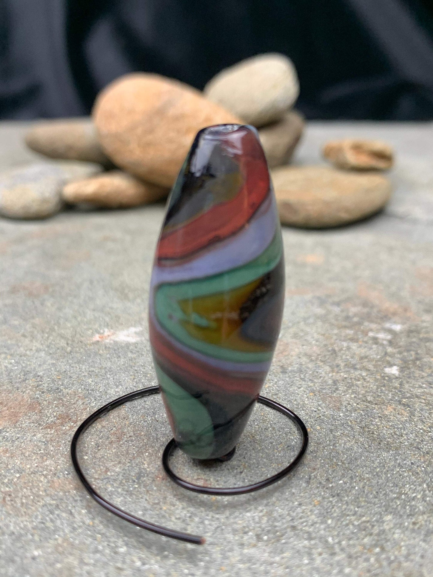 Handmade Multicolored Glass Lampwork Focal Gravity Bead | One of a Kind Art Glass | Statement Bead for Pendant