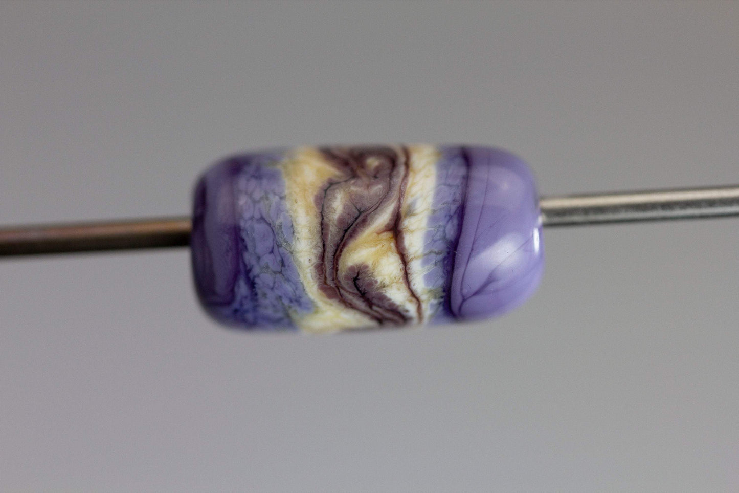 Ivory and Purple Swirled Glass Bead - Handmade Glass Lampwork Focal Bead, Glass Bead for Jewelry, Statement Bead for Pendant